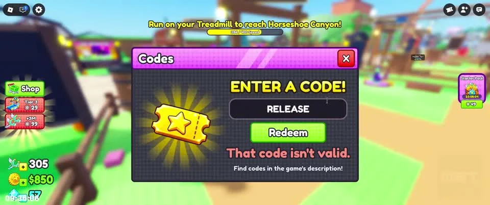 Recorded invalid-code response for RELEASE in the Codes window